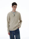 RT No. 20005 TWIST KNIT HENRY COLLAR LONG SLEEVE