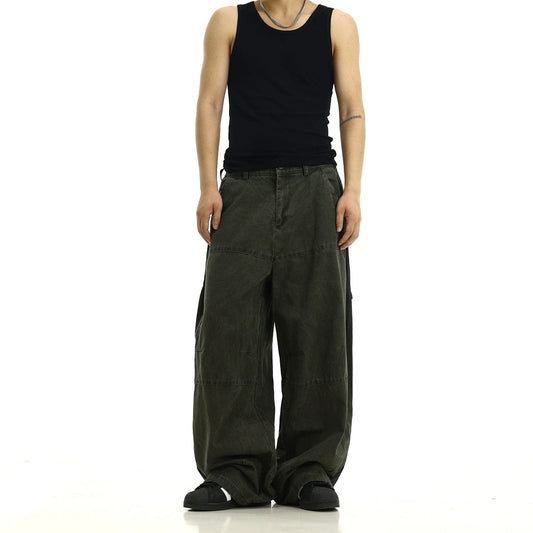 RT No. 11186 ARMY GREEN WORKWEAR CASUAL BAGGY PANTS