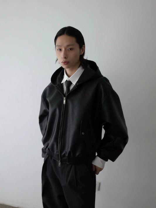 RT No. 29165 BLACK HOODED LEATHER JK