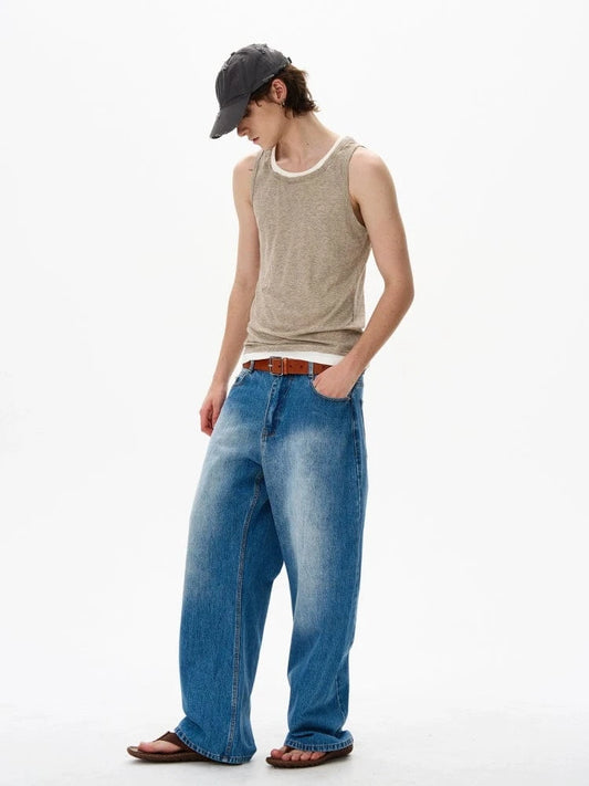 RT No. 18191 WASHED BLUE DENIM STRAIGHT JEANS