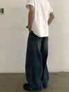 RT No. 19720 PLEATED BAGGY STRAIGHT DENIM JEANS