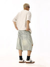 RT No. 13001 LIGHT BLUE RIPPED DENIM SHORTS