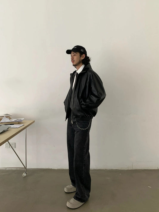 RT No. 29104 BLACK HOODED LEATHER JK