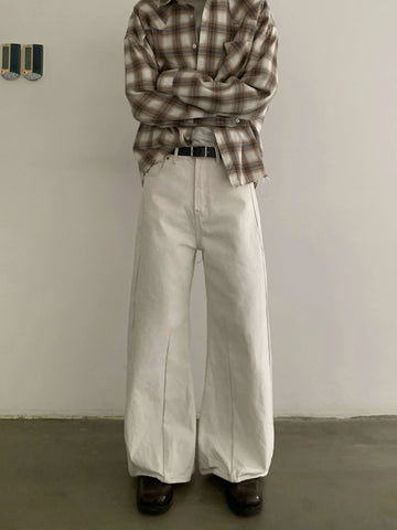 RT No. 18865 CREAM SCIMITAR STRAIGHT PANTS