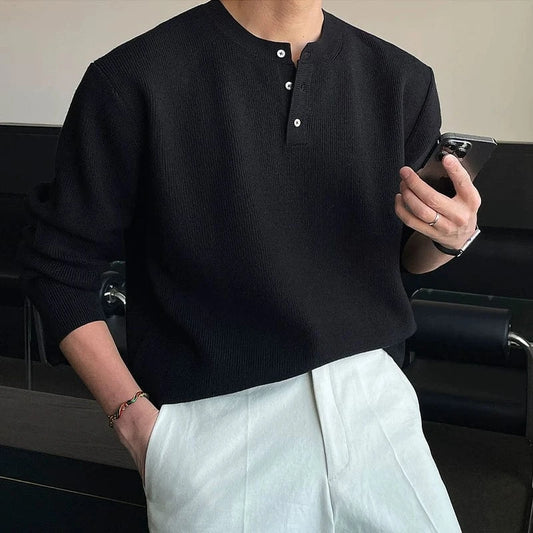 RT No. 18252 KNIT HENRY COLLAR LONGSLEEVE