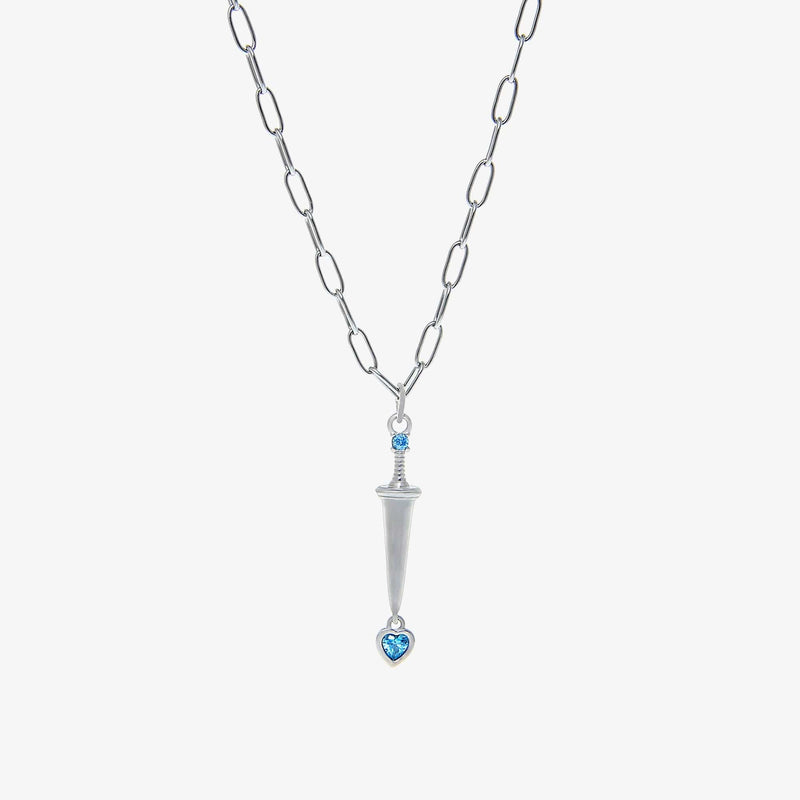 BLUE DAGGER SWORD PENDANT NECKLACE