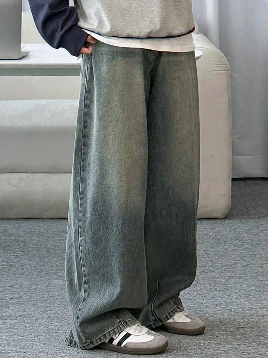 RT No. 29064 WASHED DENIM STRAIGHT JEANS