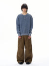 RT No. 31006 WAFFLE KNIT HENRY COLLAR SWEATER
