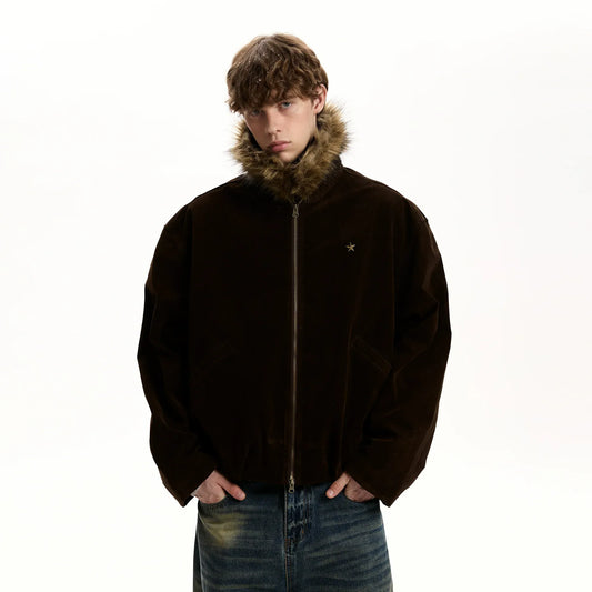 RT No. 40760 SUEDE FUR COLLAR JACKET