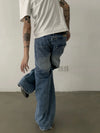 RT No. 28107 WASHED BLUE WIDE STRAIGHT DENIM JEANS