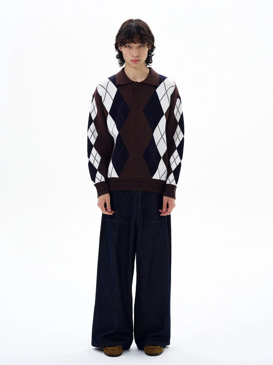 RT No. 29044 KNITWEAR DIMAOND POLO SWEATER