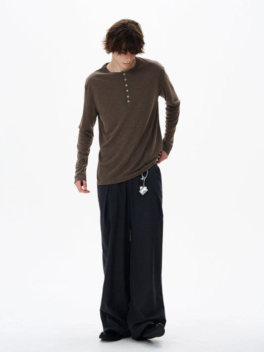 RT No. 19537 PLEATED STRIPE BAGGY STRAIGHT PANTS