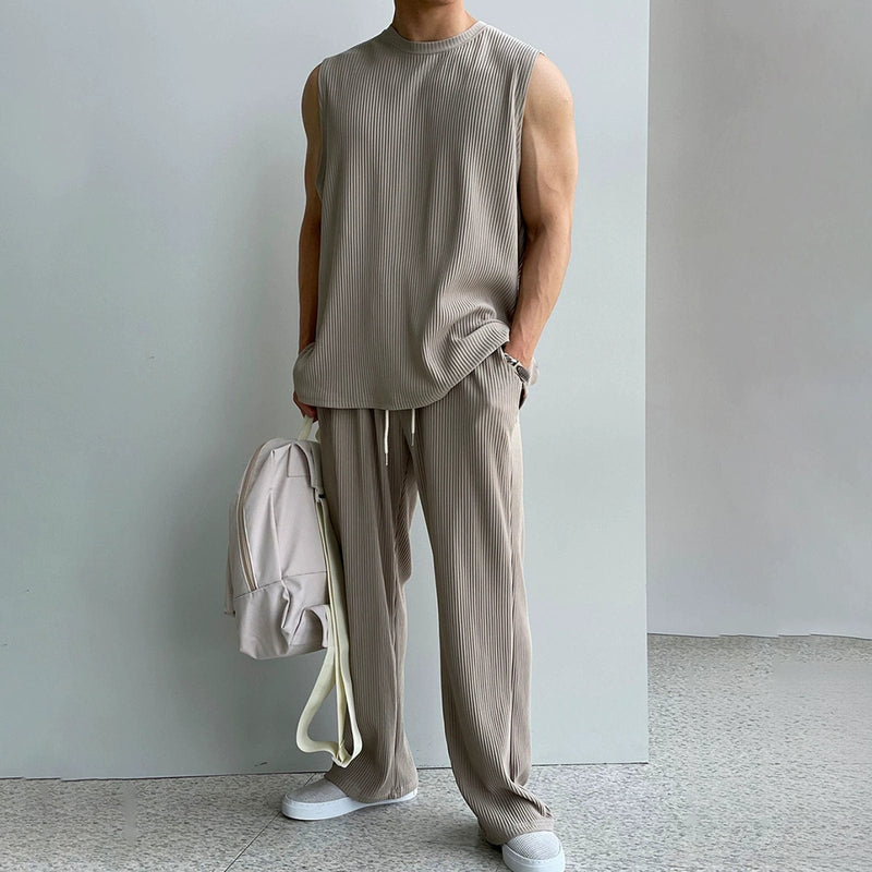 RT No. 11931 PLEATED SLEEVELESS SHIRT & WIDE DRAWSTRING PANTS