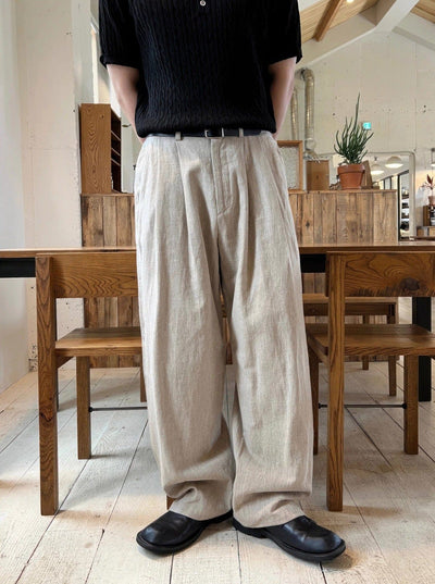 RT No. 11700 LINEN FOLDED PLEATED STRAIGHT PANTS