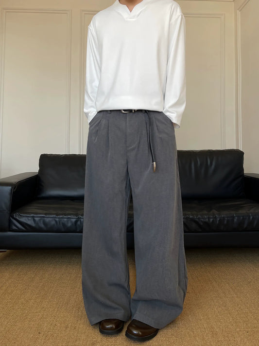 RT No. 50254 PLEATED WIDE STRAIGHT SUIT PANTS