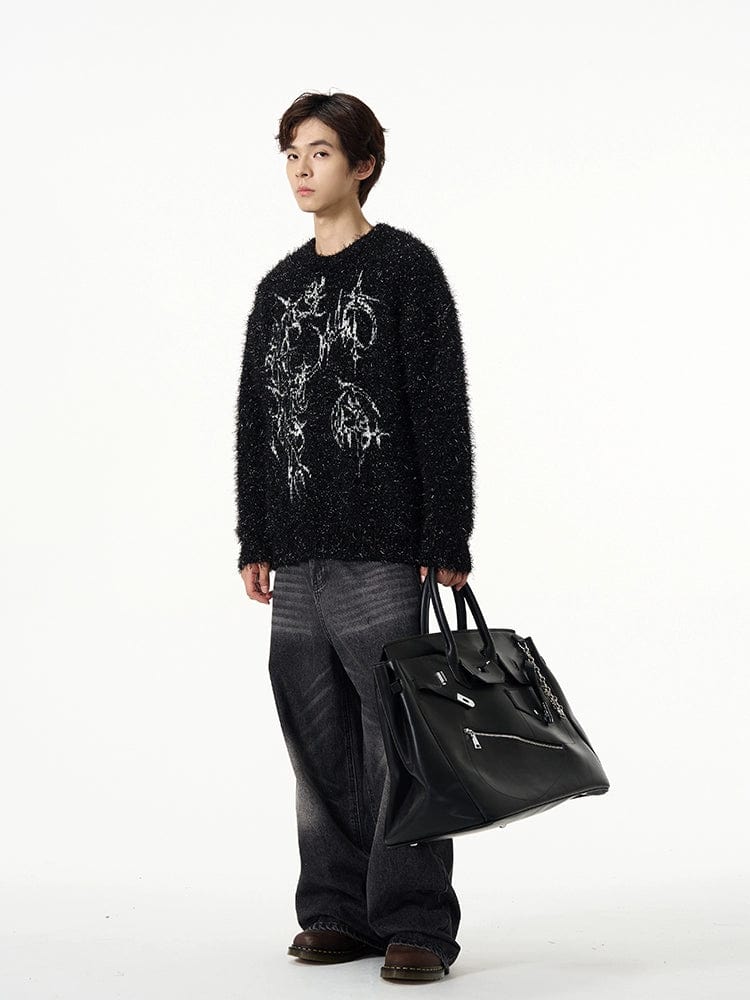 RT No. 12000 KNIT BLACK GRAPHIC CYBERSIGILISM SWEATER