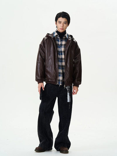 RT No. 11994 HOODED ZIP-UP LEATHER JK