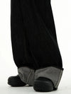 RT No. 18703 BLACK FOLDED RELAX STRAIGHT DENIM JEANS