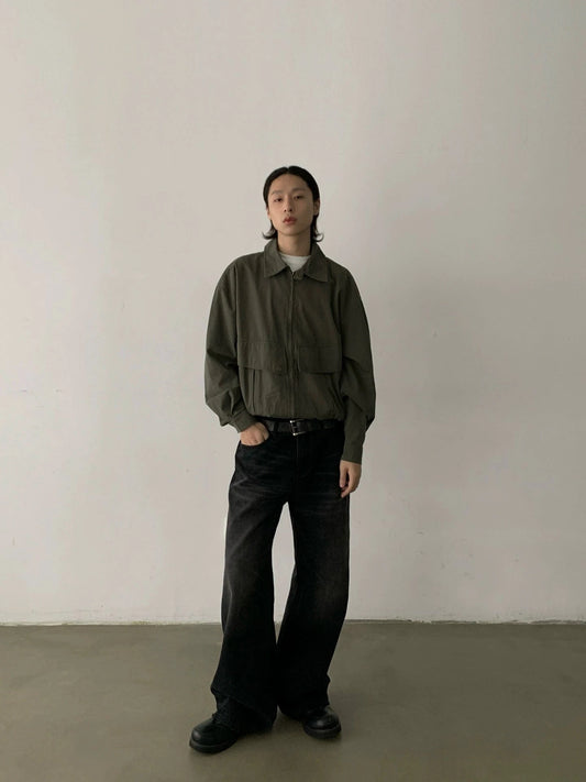 RT No. 32067 BLACK WHISKER WASH DENIM STRAIGHT JEANS