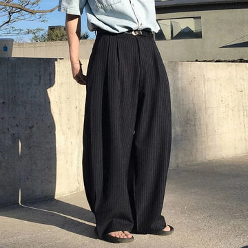 RT No. 32610 PLEATED STRIPED WIDE STRAIGHT PANTS