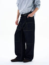 RT No. 29050 STITCHED DENIM BAGGY STRAIGHT JEANS