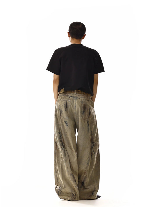 RT No. 18126 GRAFFITI LIGHT BROWN STRAIGHT PANTS