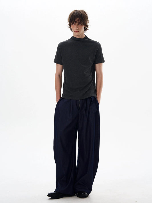 RT No. 18044 PLEATED BELT WIDE STRAIGHT PANTS