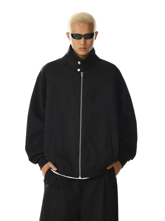 RT No. 28004 BLACK MOCK-NECK ZIP SPORTS SWEATER
