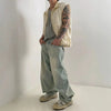 RT No. 19012 WASHED DENIM BAGGY STRAIGHT JEANS