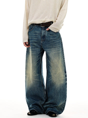 RT No. 55111 WHISKER WIDE STRAIGHT DENIM JEANS