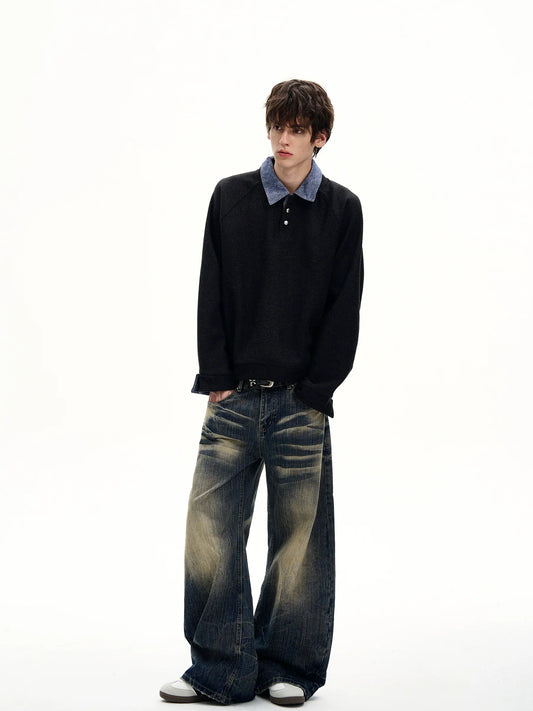 RT No. 50263 DENIM COLLAR SWEATER