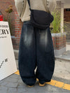 RT No. 12563 WASHED BLACK BAGGY STRAIGHT JEANS