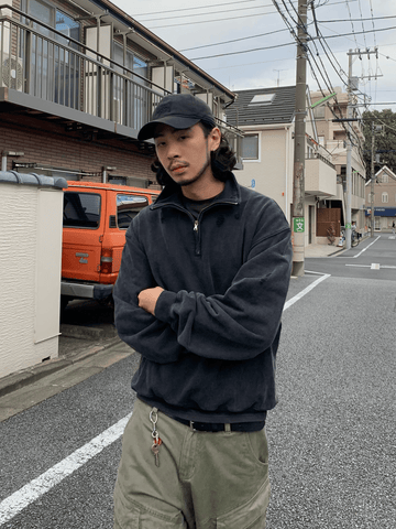 RT No. 29144 WASHED QUARTER ZIP-UP SWEATER