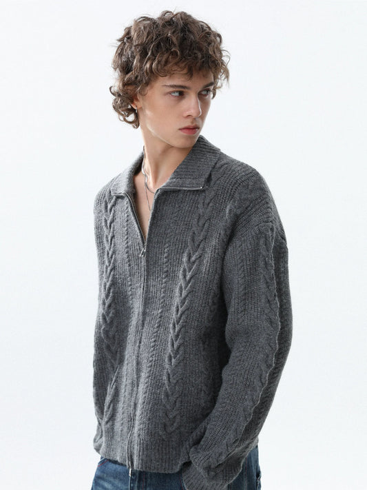 RT No. 50222 KNITWEAR TWIST ZIPPER SWEATER