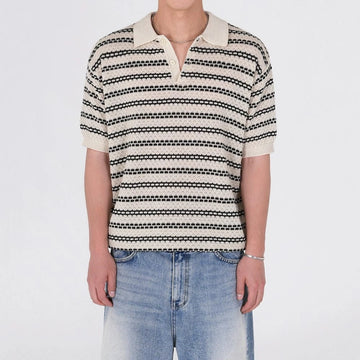 RT No. 18611 KNIT STRIPED POLO SHORT SLEEVE