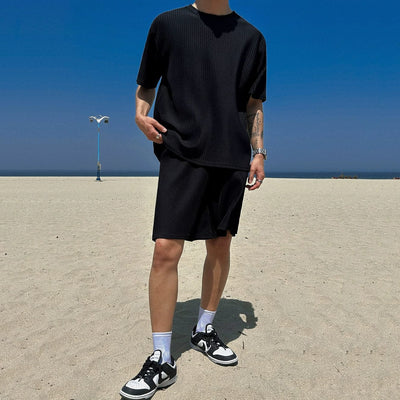 RT No. 11773 VERTICAL KNIT SHORT SLEEVE & SHORTS & STRAIGHT PANTS