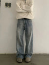 RT No. 18745 CRACKED BLUE DENIM STRAIGHT JEANS