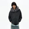 RT No. 32093 KNITWEAR STRIPED FUR COLLAR ZIP HOODIE