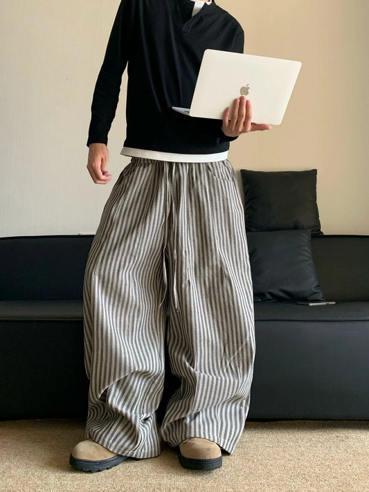 RT No. 19609 STRIPED BAGGY STRAIGHT PANTS