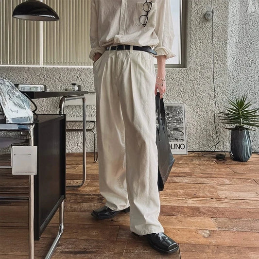 RT No. 18277 PLEATED DRAPE STRAIGHT PANTS