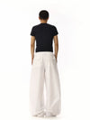 RT No. 18207 WHITE PLEATED PARACHUTE PANTS