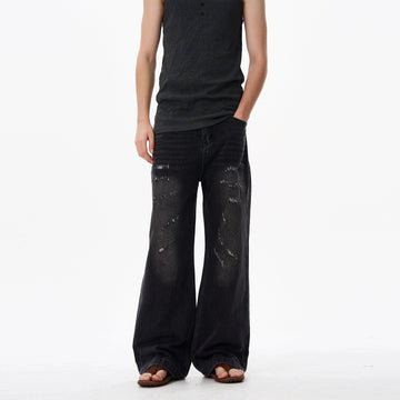 RT No. 18145 DARK GRAY DISTRESSED STRAIGHT JEANS