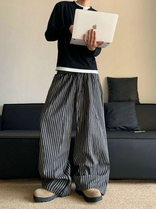 RT No. 19609 STRIPED BAGGY STRAIGHT PANTS