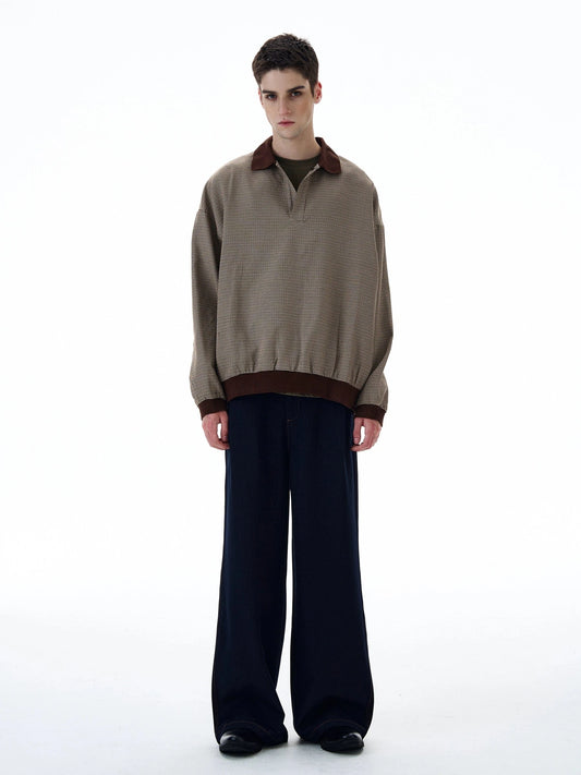 RT No. 20010 COLLAR GRID SWEATER