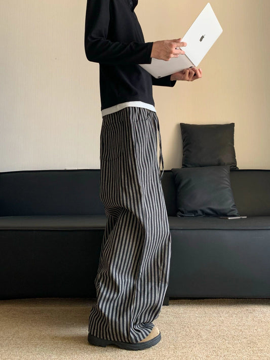 RT No. 19609 STRIPED BAGGY STRAIGHT PANTS