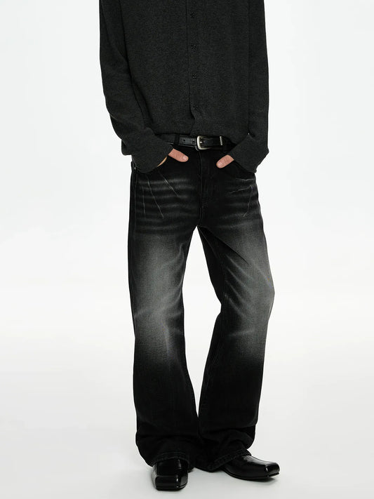 RT No. 50028 BLACK WASHED STRAIGHT DENIM JEANS