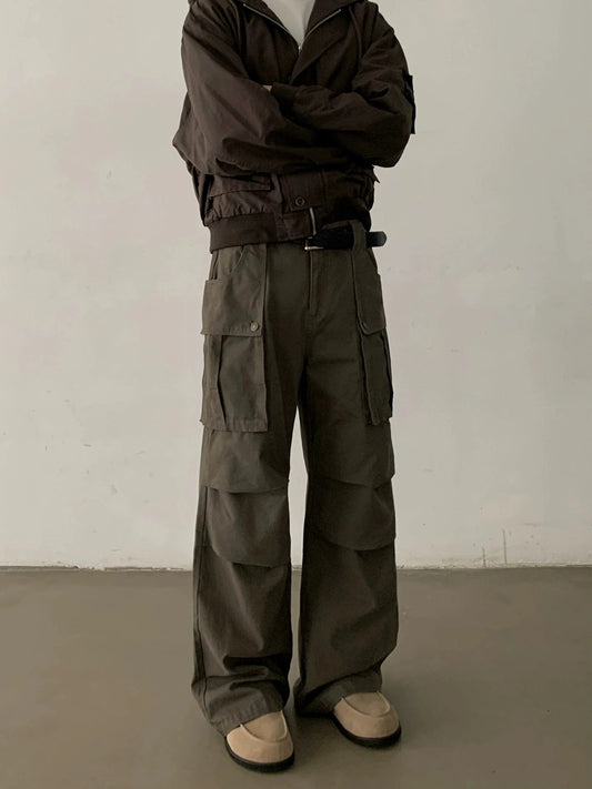 RT No. 29159 PLEATED CARGO STRAIGHT PANTS