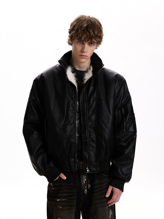 RT No. 58022 WOLF COLLAR LEATHER JACKET