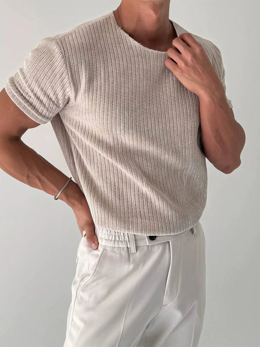 RT No. 13032 CREAM KNIT SHORT SLEEVE