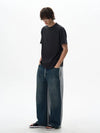 RT No. 18031 DENIM SPLICED STRAIGHT SWEATPANTS